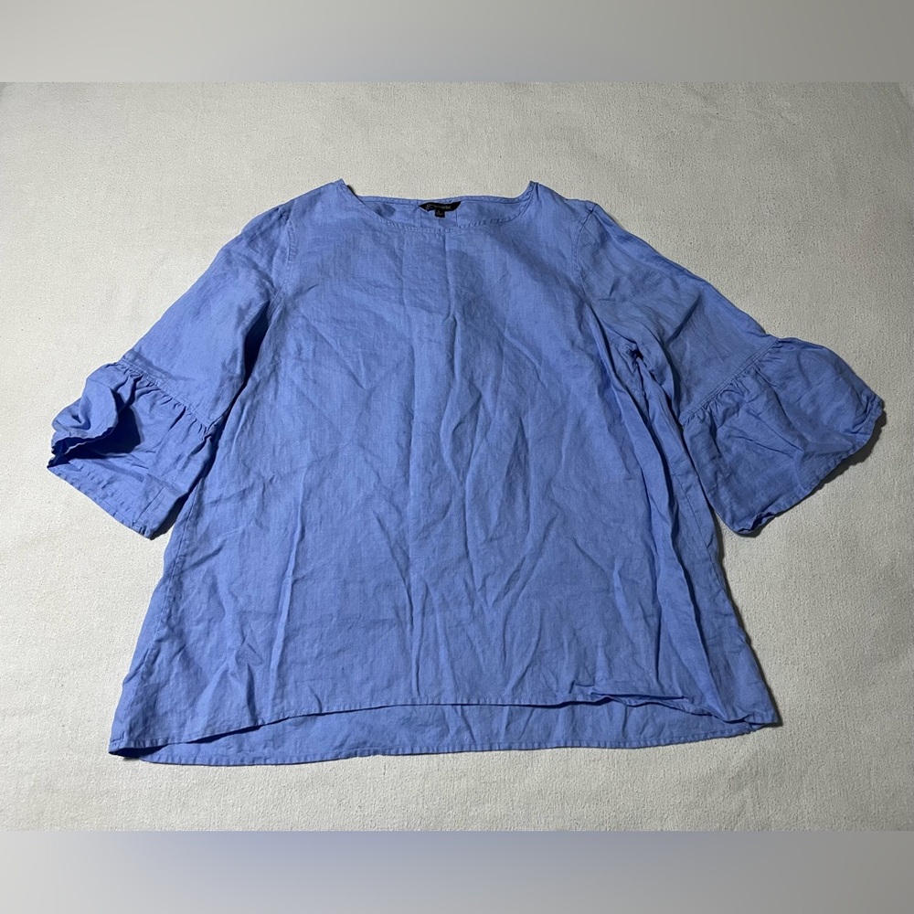 John Mark Women's Large Blue Top Tunic 100% Linen‎